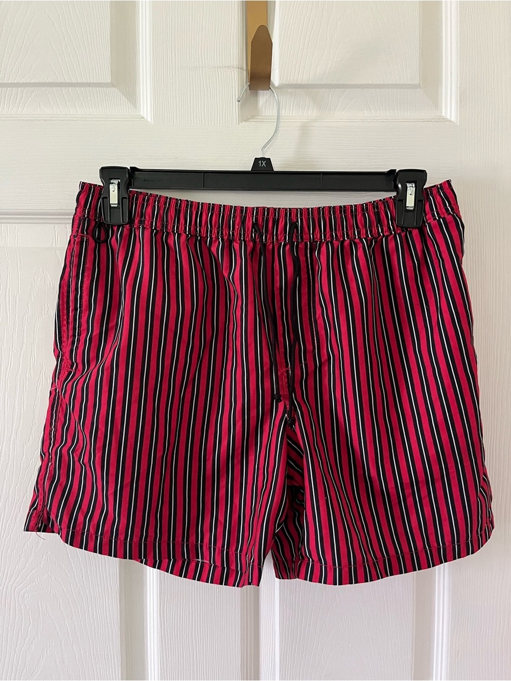 Swim by Cotton On Striped Drawstring Swim Shorts in Red and Black